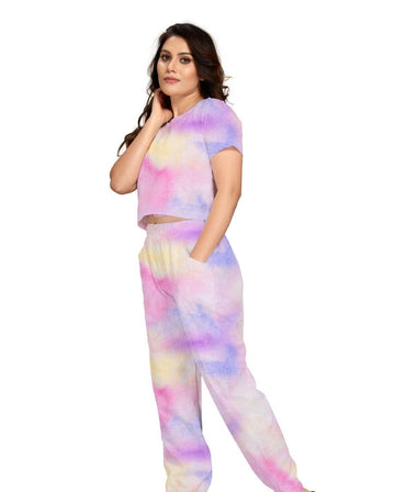 Women's Linen Cotton Tie Dye Tracksuit Roposo Clout